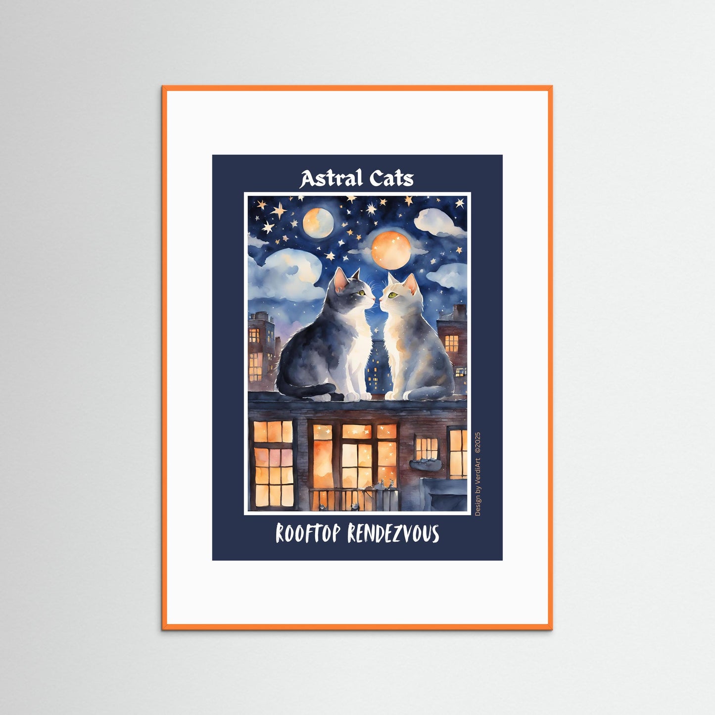ASTRAL CATS: Rooftop Rendezvous by Verdi Art