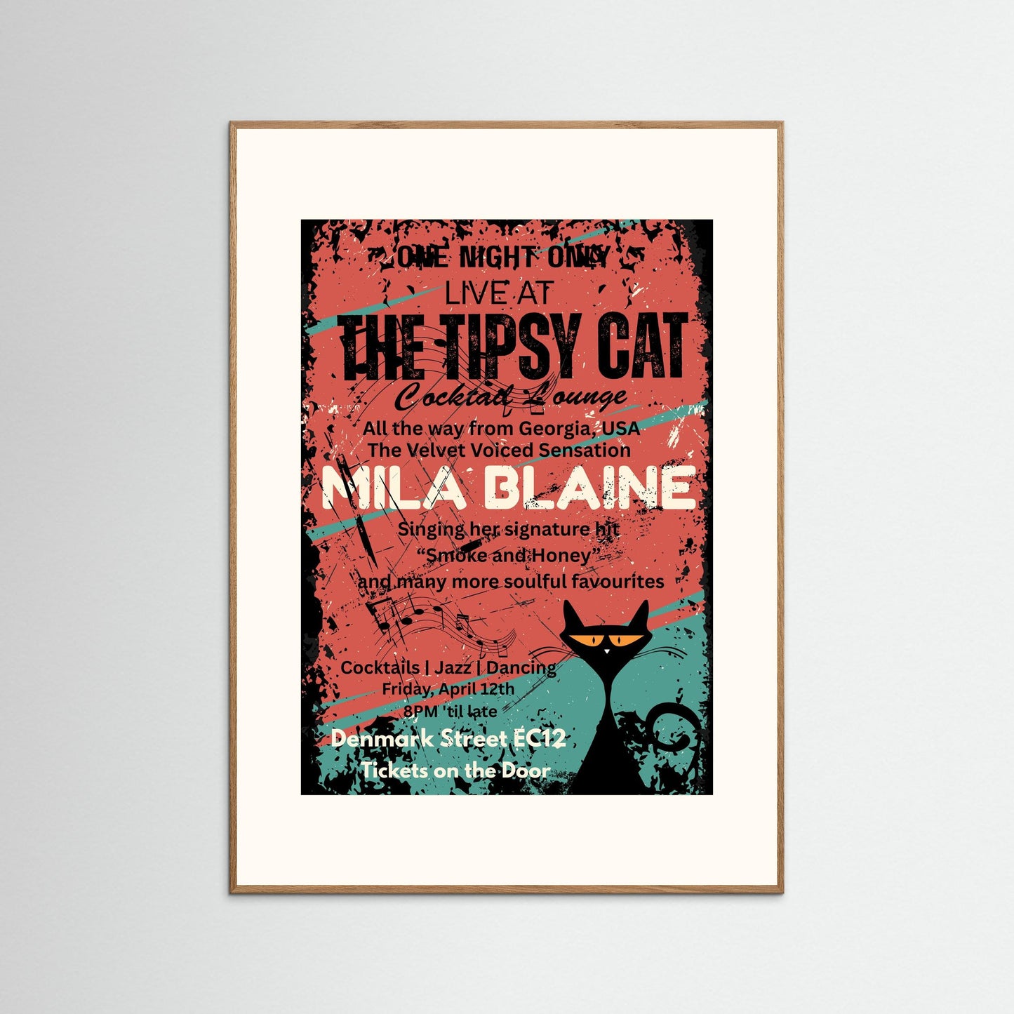 THE TIPSY CAT: One Night Only by Verdi Art