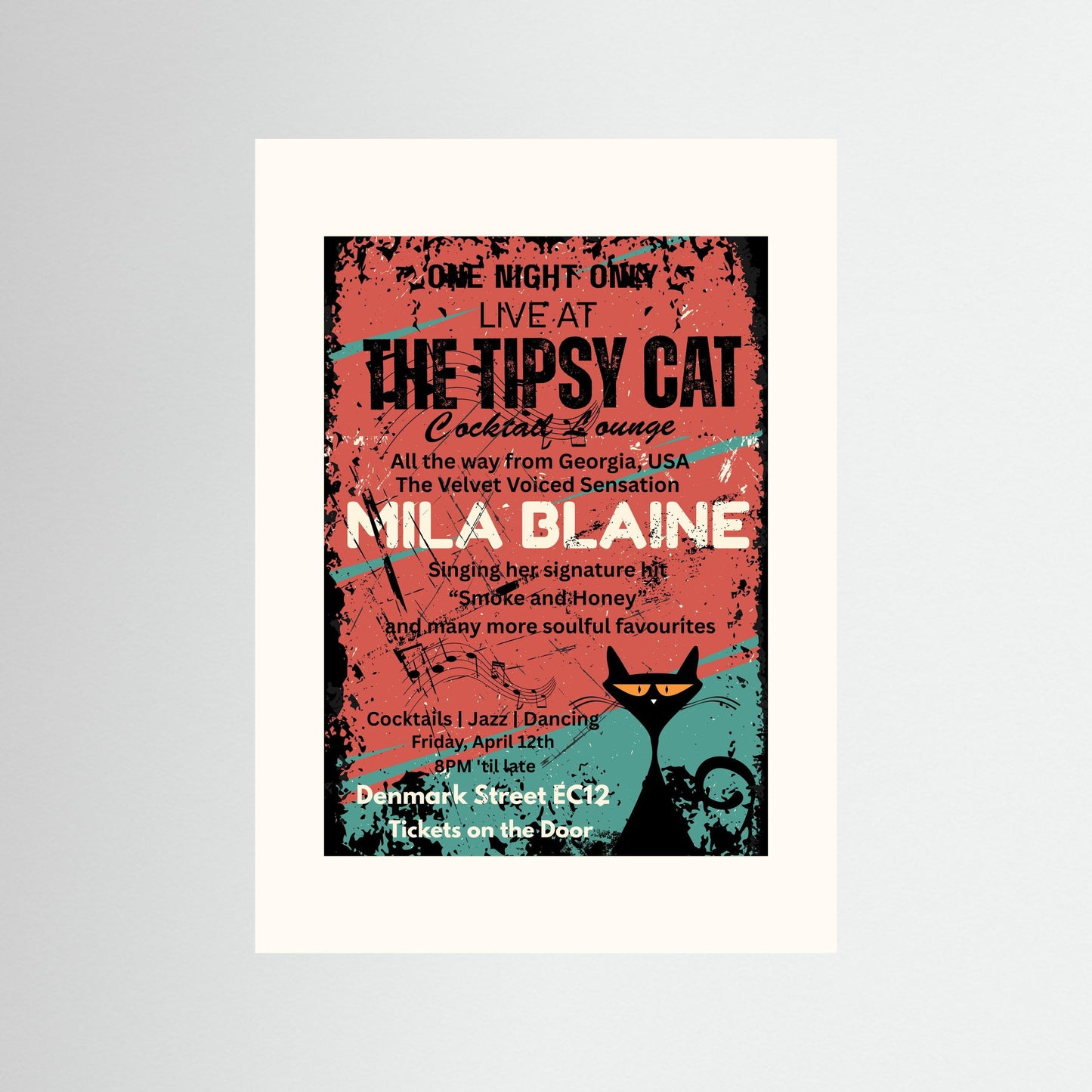 THE TIPSY CAT: One Night Only by Verdi Art