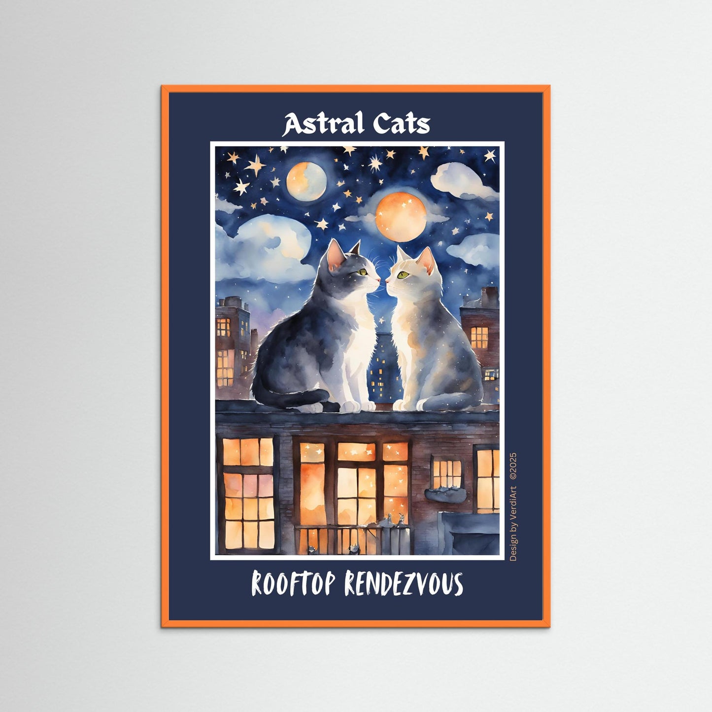 ASTRAL CATS: Rooftop Rendezvous by Verdi Art