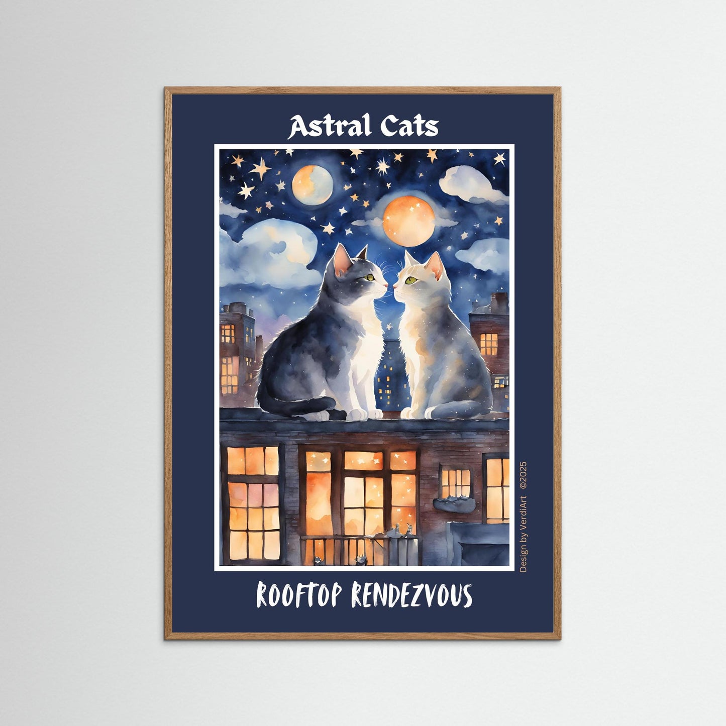 ASTRAL CATS: Rooftop Rendezvous by Verdi Art