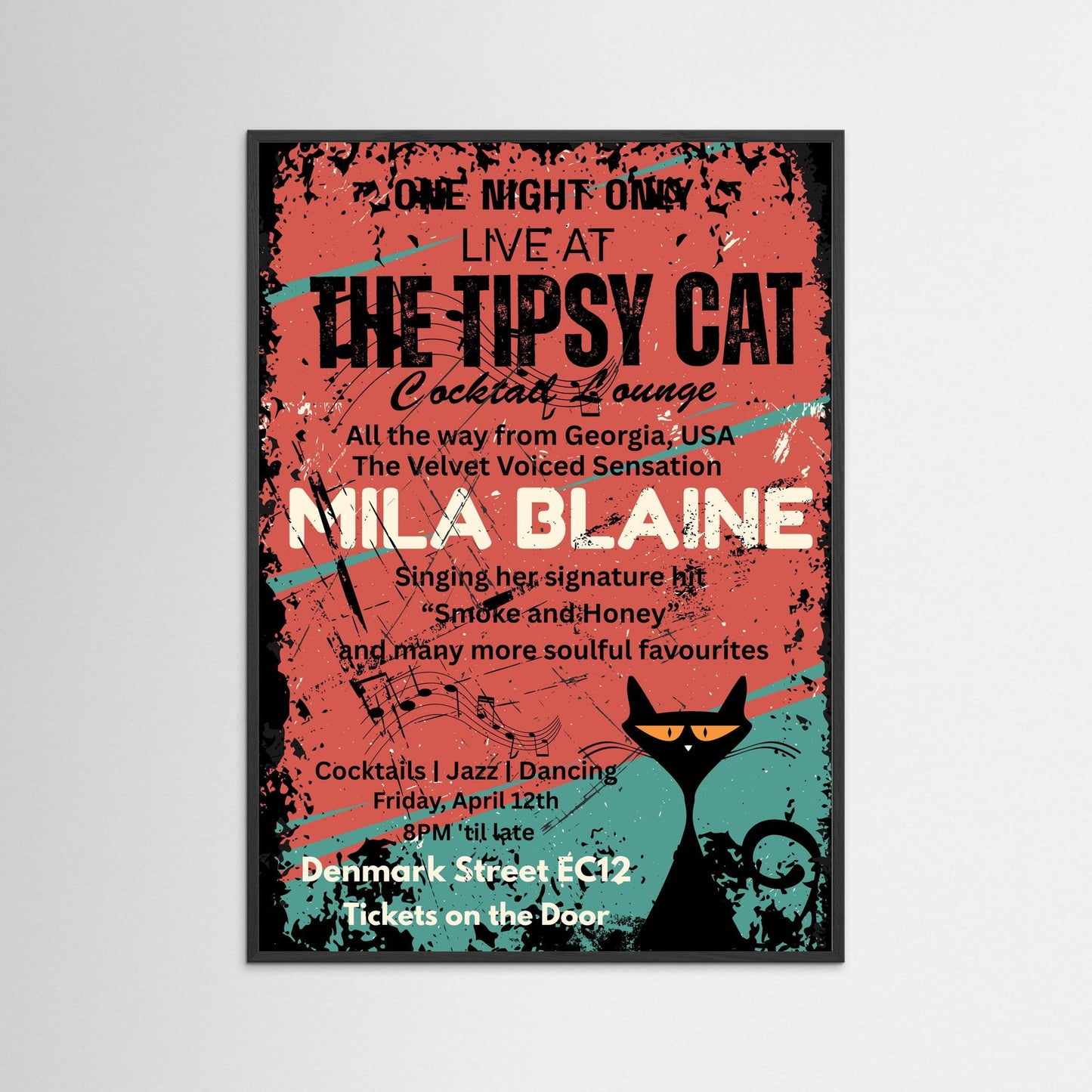 THE TIPSY CAT: One Night Only by Verdi Art