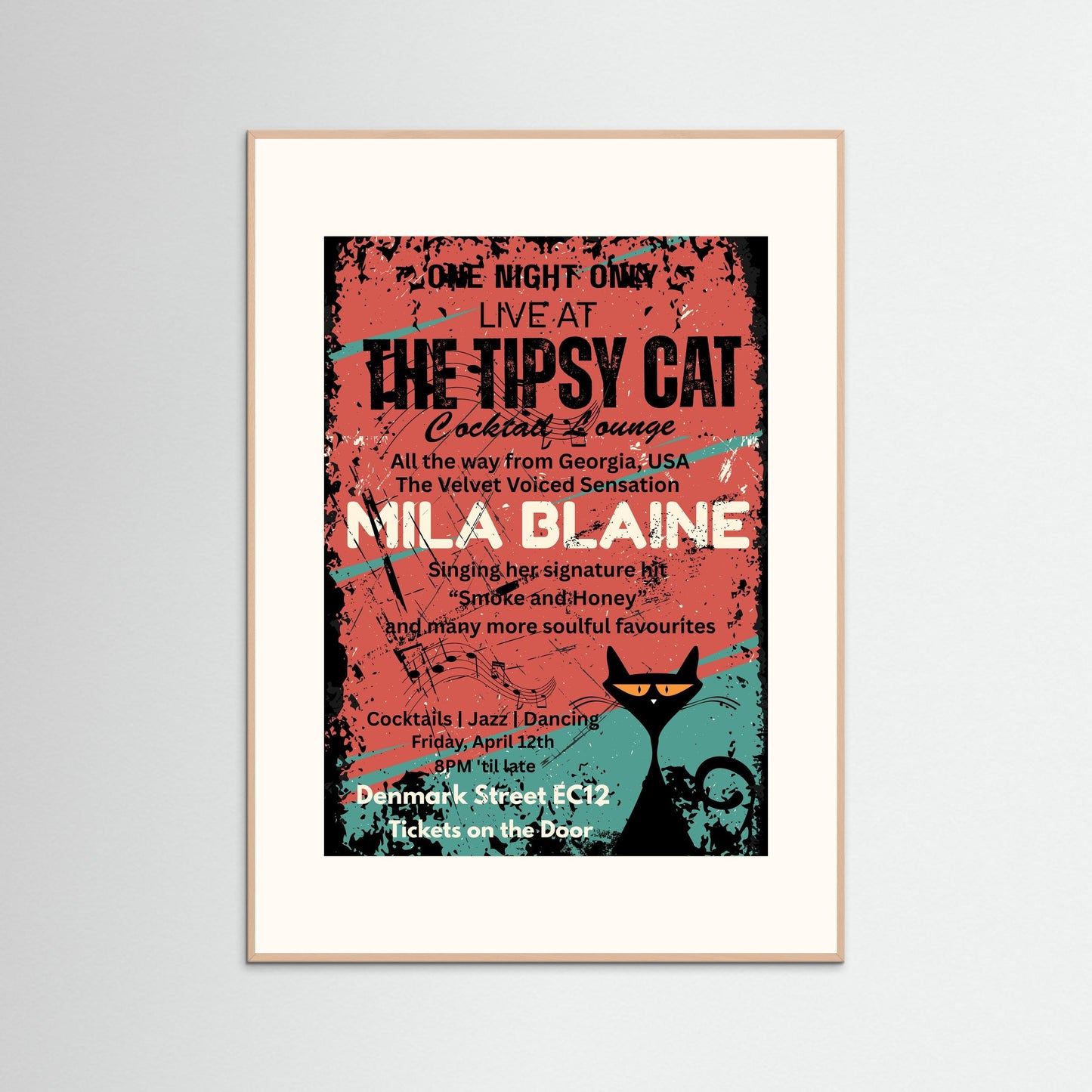 THE TIPSY CAT: One Night Only by Verdi Art