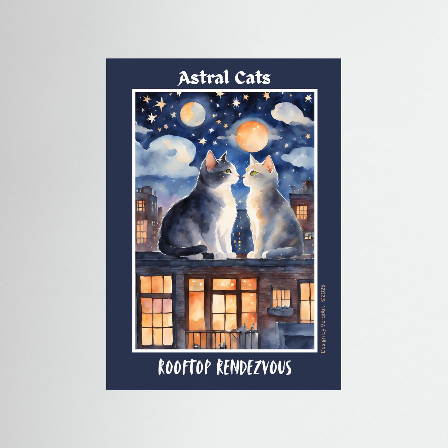 ASTRAL CATS: Rooftop Rendezvous by Verdi Art