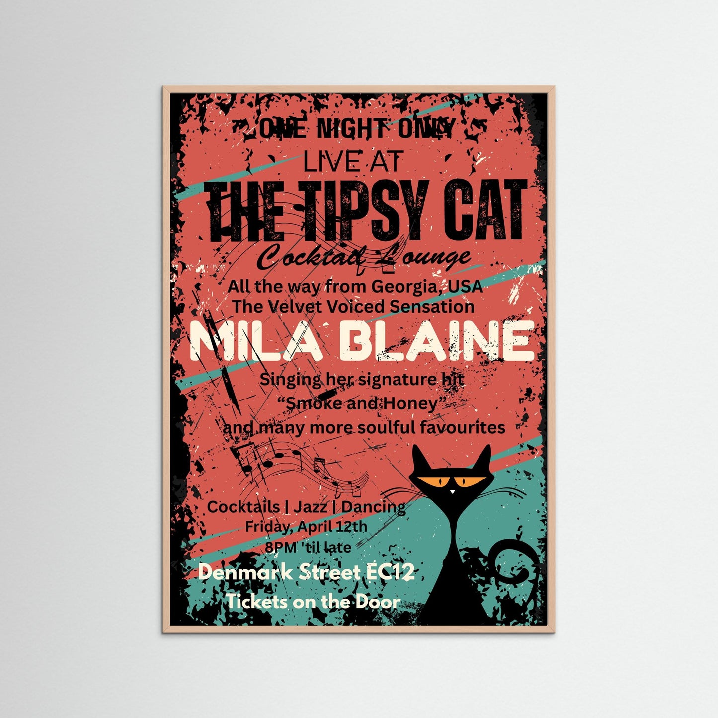 THE TIPSY CAT: One Night Only by Verdi Art