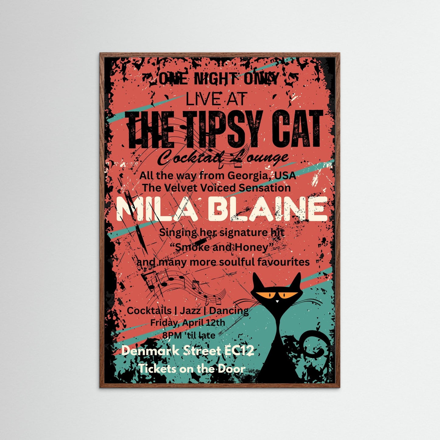 THE TIPSY CAT: One Night Only by Verdi Art