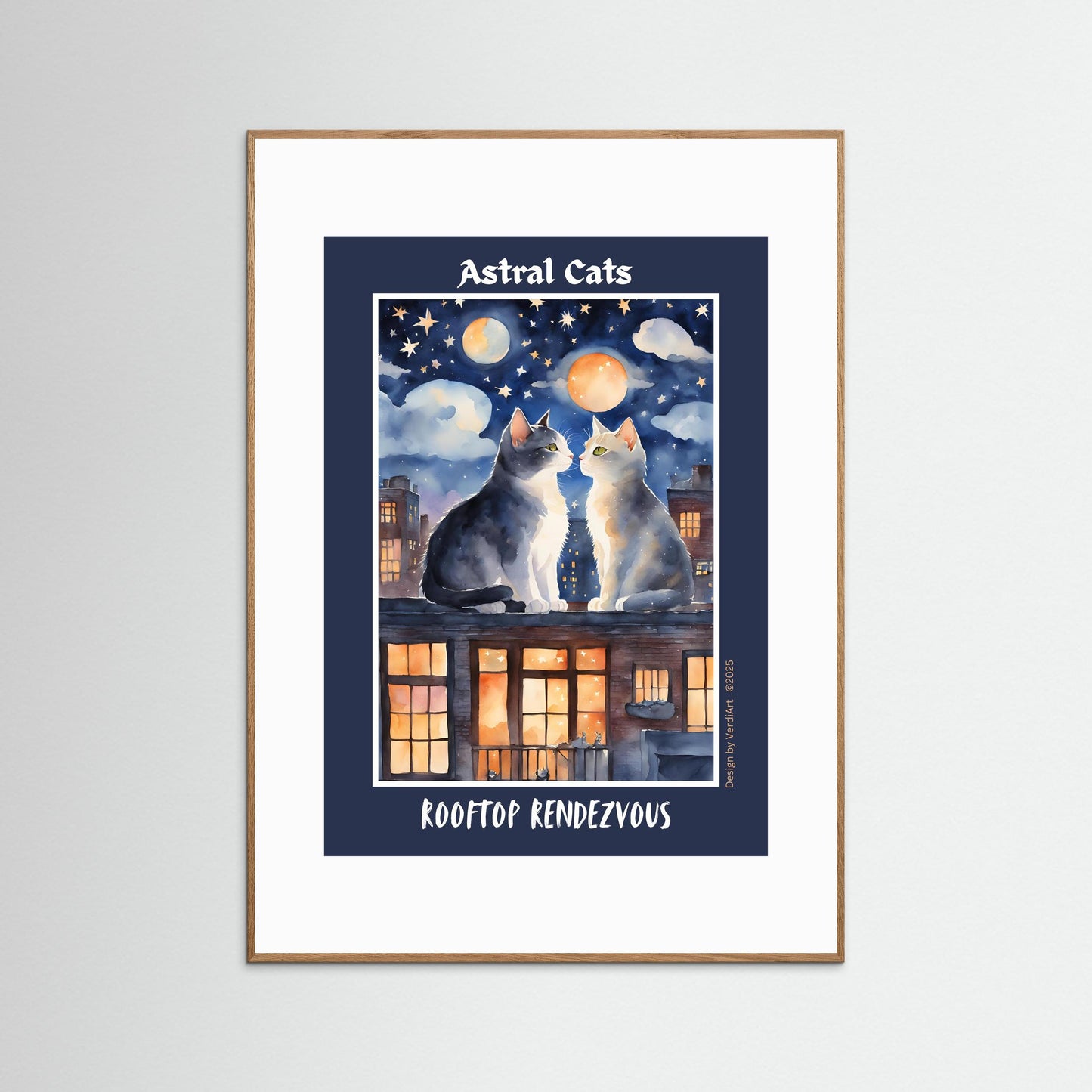 ASTRAL CATS: Rooftop Rendezvous by Verdi Art