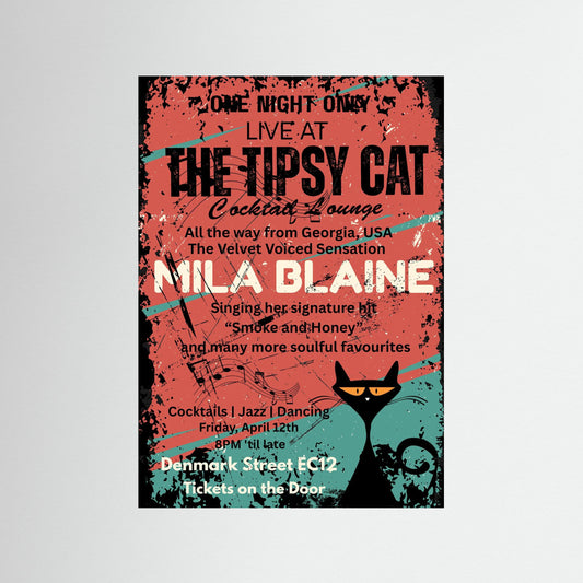 THE TIPSY CAT: One Night Only by Verdi Art